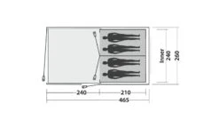 Easy Camp Galaxy 400 Rustic Green Tunneltent - 4 Personen -Bo-Camp Verkoopwinkel 120391 galaxy 400 rustic green drawing floorplan3