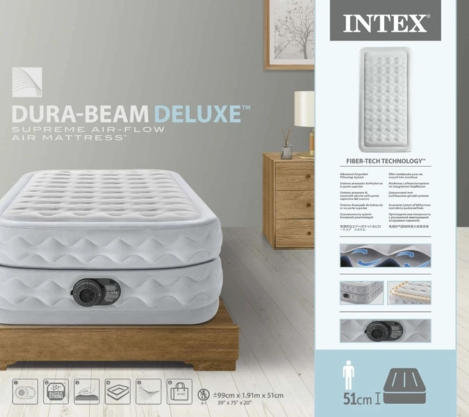 Intex Supreme Air Flow Luchtbed - Eenpersoons - Ingebouwde Elektrische Pomp 12 Intex Supreme Air Flow Luchtbed - Eenpersoons - Ingebouwde Elektrische Pomp - Afbeelding 12