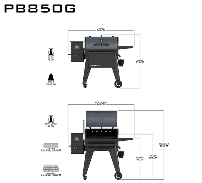 Pit Boss Navigator 850 Pellet Grill Barbecue - Afbeelding 8