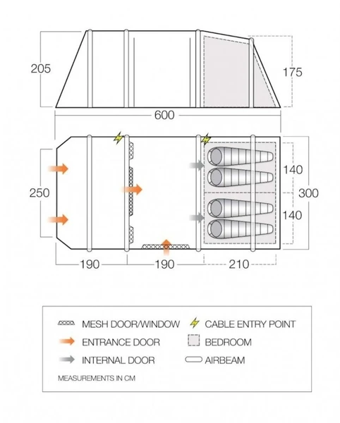 Vango Lismore Air 450 Opblaasbare Tunneltent - 4 Persoons - Groen 6 Vango Lismore Air 450 Opblaasbare Tunneltent - 4 Persoons - Groen - Afbeelding 6