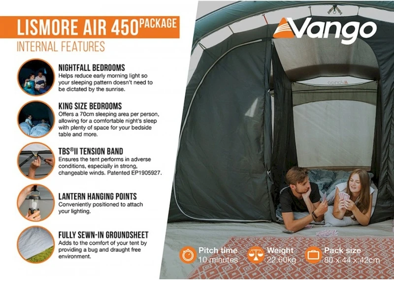 Vango Lismore Air 450 Opblaasbare Tunneltent - 4 Persoons - Groen 8 Vango Lismore Air 450 Opblaasbare Tunneltent - 4 Persoons - Groen - Afbeelding 8