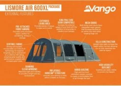 Vango Lismore Air 600XL Opblaasbare Tunneltent - 5 Persoons - Groen -Bo-Camp Verkoopwinkel 1900 1783 lismore air 600xl package 3