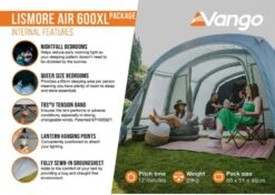 Vango Lismore Air 600XL Opblaasbare Tunneltent - 5 Persoons - Groen -Bo-Camp Verkoopwinkel 1900 1783 lismore air 600xl package 4