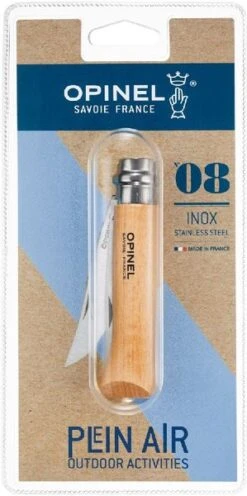 Opinel N°08 Inox RVS Zakmes -Bo-Camp Verkoopwinkel 3123840004056 opinel no8 roestvrij blister resultaat 1