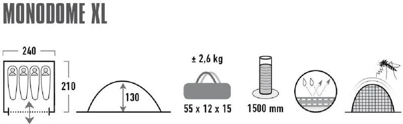 High Peak Monodome XL Koepeltent - 4 Persoons - Pearl 3 High Peak Monodome XL Koepeltent - 4 Persoons - Pearl - Afbeelding 3