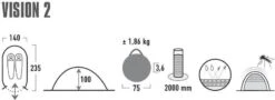 High Peak Vision 2 Pop-up Tent - 2 Persoons - Groen -Bo-Camp Verkoopwinkel 440 1200 4001690101080.pt01
